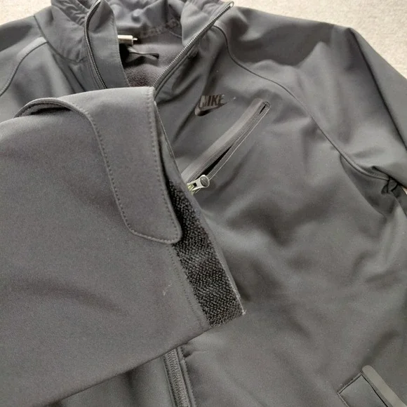 NIKE Jacket Men MEDIUM Black Full Zip Tech Interior Exterior Pocket Fleece Lined - Picture 11 of 16